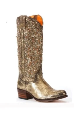  Botas de couro frye vintage Deborah cravejadas altas ocidentais tamanho 7 - Imagem 1 de 4