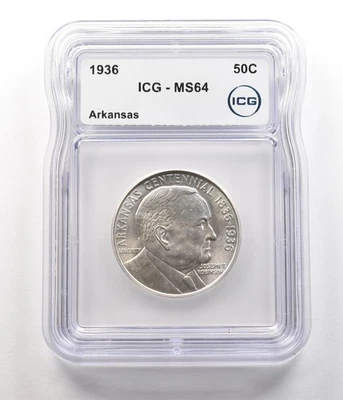 1936 Arkansas Commemorative Half Dollar MS64 ICG *6781 - Image 1 of 3