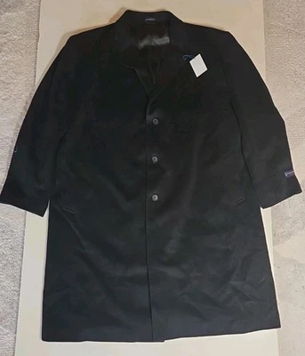 Stafford Big And Tall Overcoat Wool Black Long Heavy Top Coat Mens 58R 80% Wool - Image 1 of 4