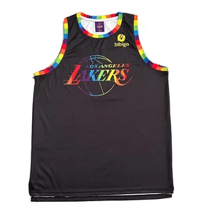 Los Angeles LAKERS Pride Jersey Size XL Black #1 Black Rainbow Trim - Picture 1 of 6