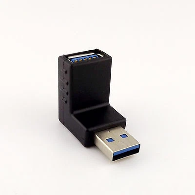 Down Angled 90 Degree USB 3.0 A Male To USB A Female Extension Adapter Connector - Image 1 of 4