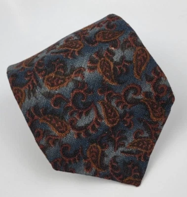 Corbata de seda Joseph Abboud azul gris marrón cachemira floral para hombre 57 x 4,1/8 Foto 1 de 4
