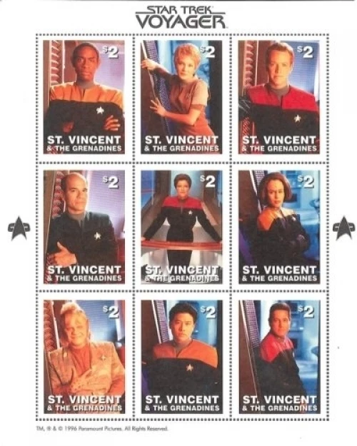 San Vicente 1997 - SC# 2377 Star Trek, Voyager, ciencia ficción - Hoja de 9 estampillas - MNH Foto 1 de 1