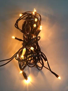 20ct Clear Teeny Rice Lights Brown Wire Cord Tiny Light Set Primitive Crafts - Picture 1 of 8