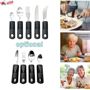 LARGE CUTLERY SET HANDLED ELDERLY DISABLED ARTHRITIS EASY GRIP EATING AIDS STEEL - Picture 1 of 8