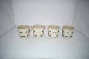 Longaberger Juego de 4 tazas/tazas pequeñas de 7,5 oz en tejido verde tradiciones NUEVO - Imagen 1 de 4