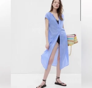GAP NWT Button Down Voile Dolman Shirtdress - Shirting Blue - Size Medium - Picture 1 of 2