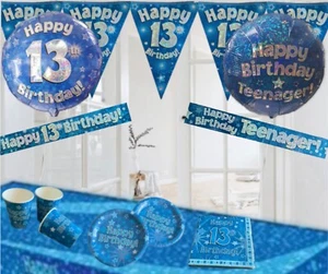 Blue 13th / Teenager Birthday party decorations & Age 13 Party Table Decorations - Picture 1 of 69