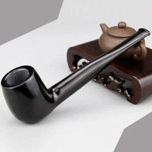 1pcs Ebony Wood Smoking Pipe Classic Wooden Pipes Handmade Tobacco Pipe Black