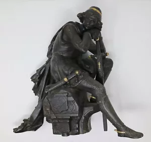 Scultura in Antimonio Bronzato "Guerriero Meditabondo" 1800 Sculpture Skulptur - Picture 1 of 11
