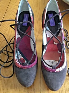 New EMILIO PUCCI Firenze Signature Italian Brown Suede Ankle Wrap HEELS, US 7 - Picture 1 of 5