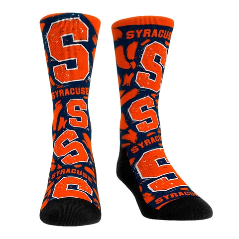 Unisex Rock Em Socks Syracuse Orange Allover Logo & Paint Crew Socks Cover
