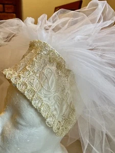 Cappello Giulietta Vintage anni 60/70 MATRIMONIO VELO CATEDRAL Tulle Bianco - Foto 1 di 7