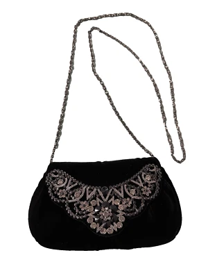 Elegante bolso de hombro Kate Landry de terciopelo negro para cóctel Foto 1 de 4