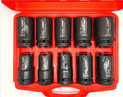 10pc Metric Deep Impact Socket 1" inch Drive 6 Point Sockets w/ Case Set - Image 1 of 2