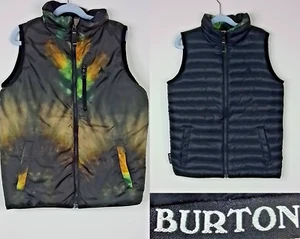 Burton Reversible Flex Puffer Vest Kids M 10/12 Black/Print #J2936 - Picture 1 of 16