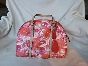 Bolso de Mano Coach Peyton Floral Cora con Cúpula F31341 Rojo Rosa Blanco - Imagen 1 de 10