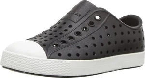 Native Kid's Jefferson Slip-On Sneakers, Jiffy Black/Shell White, Size Options - Picture 1 of 12