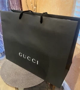 NUOVO Gucci autentico nero shopping paper bag regalo tote bag grande/X-large 19”x14”x7” - Foto 1 di 5