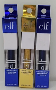 ELF Liquid Glitter Eyeshadow Lot of 3 1x 24K Gold 2x Ocean Eyes NIB .1 FL oz - Picture 1 of 7