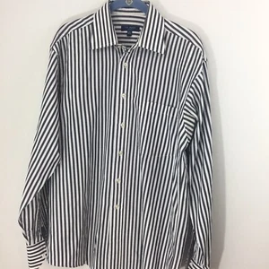 Ted Baker Dress Shirt Medium 15.5 34/35 Men’s White & Black Stripe - Picture 1 of 12