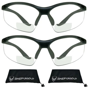 Bifokal Z87 Sicherheit Klar Lesen Sonnenbrille Motorrad Nachtfahren Schießen - Bild 1 von 4