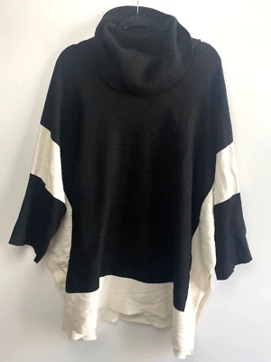 Damen Lang Strickjacke/ Strickmantel poncho Gr. 98 schwarz weiß / A+ Zustand - Bild 1 von 4