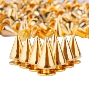 200 Sets/Pairs 9.5mm Gold Cone Spikes Screwback Studs DIY Craft Cool Rivets Punk - Picture 1 of 5