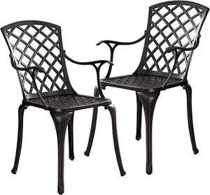 Patio Chairs Set of 2 Outdoor Dining Chairs, Metal Patio Dining  Chairs for Yard - Picture 1 of 7