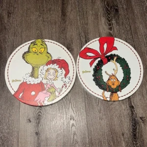 Lot of 2 Dr Seuss Merry Grinchmas Grinch Christmas Wall Art Decor 10" Round - Picture 1 of 5