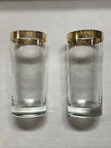 Set Of 2 PASABAHCE ? Glasses Tumbler Gold Rim - Picture 1 of 5