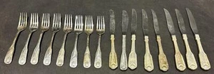 International World Trade Fiddle Shell Knife and Fork Silver Plated, 16 pieces - Picture 1 of 11