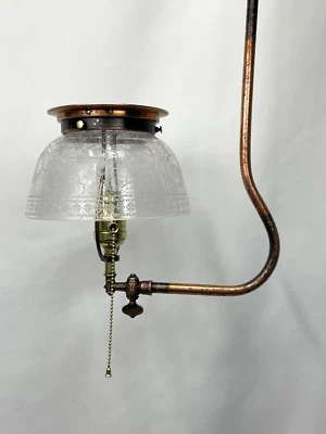 Antique Victorian Japanned Copper Converted Gas Pendant Gasolier, Arts & Crafts - Image 1 of 4