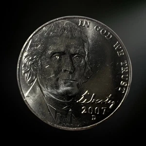 2007 D Denver Jefferson Nickel Brilliant Uncirculated (BU) - Picture 1 of 2