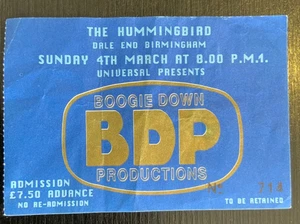 Boogie Down Productions KRS One UK  Ticket Stub  Rap hip Hop 89  OG - Foto 1 di 4