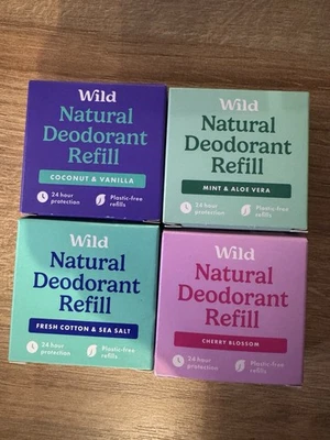 Wild Natural Deodorant Refills X4 Scents Available