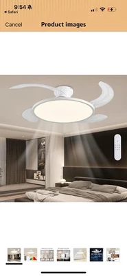 Ahawill Retractable Ceiling Fan w/Lights 42 Inch Low Profile with Remote - Image 1 of 2