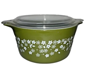 Vintage Pyrex Crazy Daisy Spring Blossom 473-B Casserole Dish With Lid USA 1QT - Picture 1 of 9
