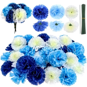 Confezione 120 Garofani Artificiali Con Steli Foglie Fiore Eterno Seta Carnati... - Foto 1 di 8