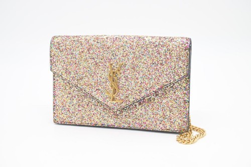 SAINT LAURENT (YSL) Borsa a tracolla Saint Laurent catena glitter tono oro ferramenta vintage