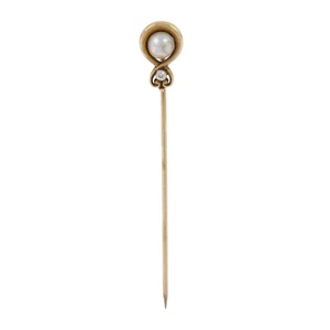 Perla Oro Amarillo Y Diamante Eduardiano Stick - 14k Antigüedad - Imagen 1 de 7