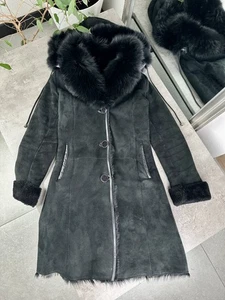 Vintage Sheepskin Coat With Hood Women`s Size S - Picture 1 of 16