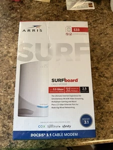 ARRIS S33 SURFboard DOCSIS 3.1 Multi-Gigabit Cable Modem 2.5 Gbps Ethernet Port - Photo 1/2