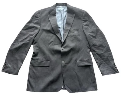 Hugo Boss Bertolucci Black Striped Men Sport Coat Jacket Size 44R Wool USA Made - Image 1 of 4