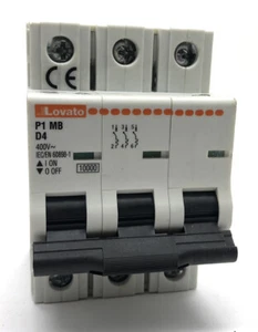 Lovato P1MB D4 4 amperios tipo D carril DIN MCB disyuntor de triple polo motor clasificado - Imagen 1 de 6