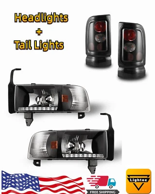 Juego de 4 luces traseras LED DRL de esquina + faros traseros para 94-02 Dodge Ram 1500 2500 3500 Foto 1 de 4