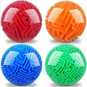 3D Maze Ball Puzzle Set of 4, Brain Teaser Games for Kids & Adults - Picture 1 of 6