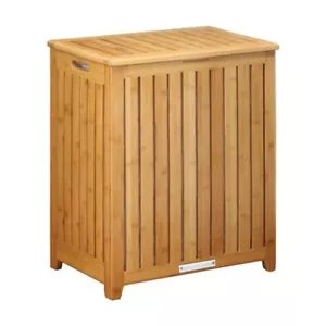 Oceanstar Laundry Hamper Spa-Style Bamboo Rubber Stoppers Lid 25.5 in. Height - Picture 1 of 7