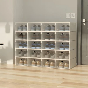 Foldable Shoe Storage Box Durable Plastic Sneaker Display Case Organizer 20PCS - Picture 1 of 12