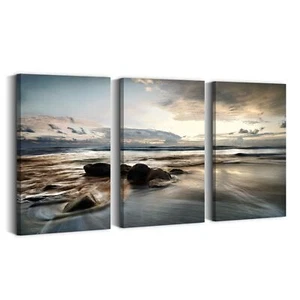 Beach Canvas Ocean Wall Art: Large Bedroom Nature Artwork Coastal Rocky Sea W... - Picture 1 of 6